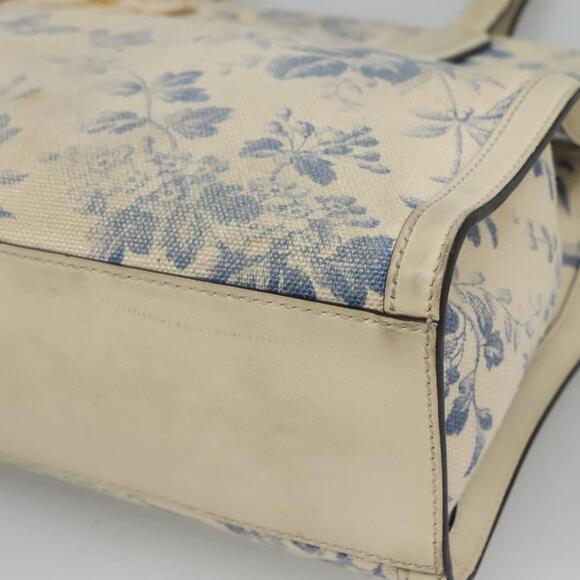 GUCCI Tote Bag Canvas Leather White Blue - Picture 10 of 16